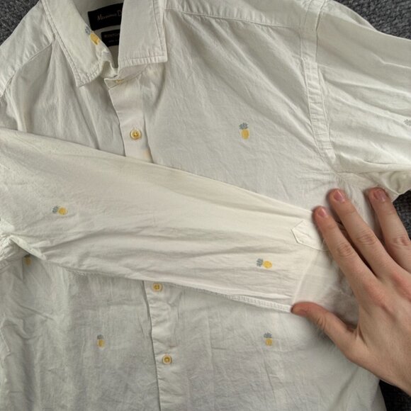 Massimo Dutti Pineapple Print White Button Up Shirt Medium Tessuto Italiano - Picture 16 of 16
